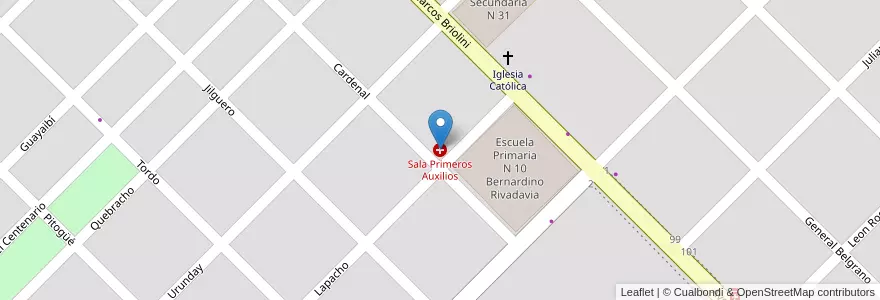 Mapa de ubicacion de Sala Primeros Auxilios en Argentinië, Chaco, Departamento Primero De Mayo, Municipio De Colonia Benítez, Colonia Benítez.