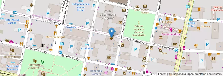Mapa de ubicacion de Sala Regional Eva Peron en Argentina, Cile, Mendoza, Departamento Capital, Ciudad De Mendoza.