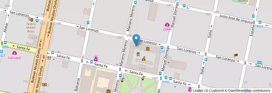 Mapa de ubicacion de Sala Rodolfo Walsh en アルゼンチン, サンタフェ州, Departamento Rosario, Municipio De Rosario, ロサリオ.