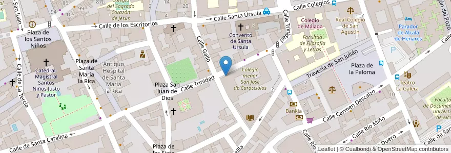 Mapa de ubicacion de Sala San José de Caraciolos de la Univesidad de Alcalá de Henares en 西班牙, Comunidad De Madrid, Comunidad De Madrid, Área Metropolitana De Madrid Y Corredor Del Henares, Alcalá De Henares.