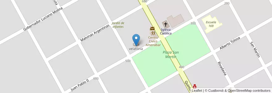 Mapa de ubicacion de Sala velatoria en الأرجنتين, سانتا في, Departamento General López, Municipio De Amenábar, Amenábar.