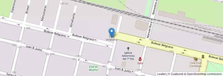 Mapa de ubicacion de Sala Velatoria en Argentine, Santa Fe, Departamento General López, Municipio De Rufino.