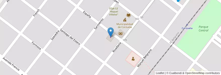 Mapa de ubicacion de Sala Velatoria Municipal en アルゼンチン, チャコ州, Departamento General Belgrano, Municipio De Corzuela, Corzuela.
