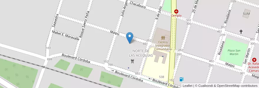 Mapa de ubicacion de Sala Velatoria en Argentine, Córdoba, Departamento Río Cuarto, Pedanía Río Cuarto, Municipio De Las Acequias, Las Acequias.