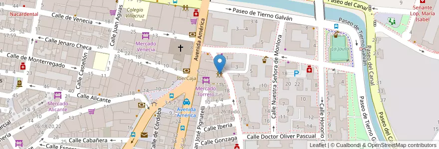 Mapa de ubicacion de Sala Venecia en España, Aragón, Zaragoza, Zaragoza, Zaragoza.