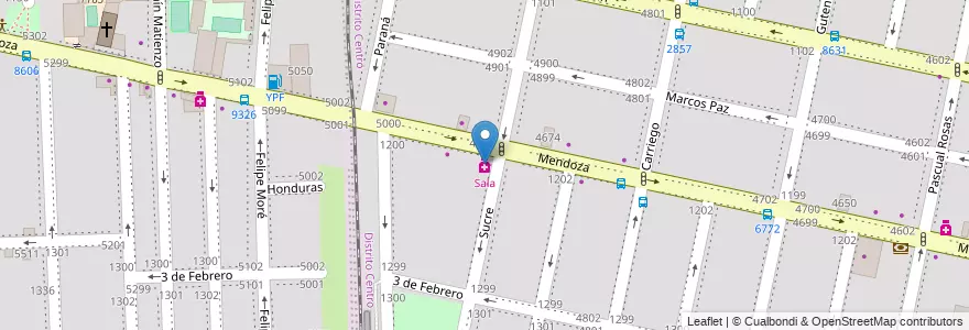 Mapa de ubicacion de Sala en الأرجنتين, سانتا في, Departamento Rosario, Municipio De Rosario, روساريو.