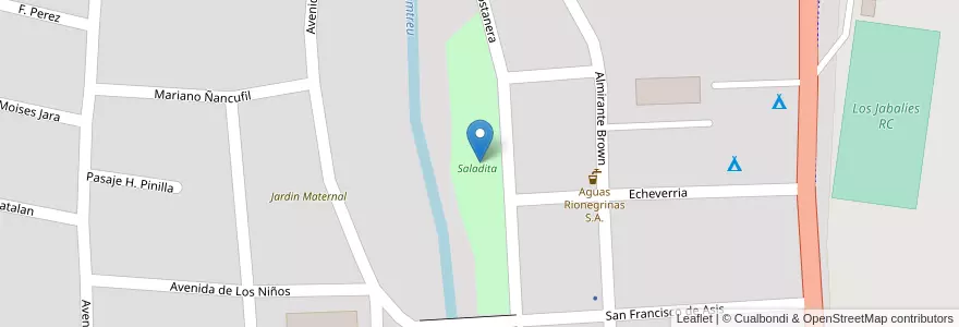 Mapa de ubicacion de Saladita en آرژانتین, شیلی, استان ریو نگرو، آرژانتین, Departamento Bariloche, El Bolsón.