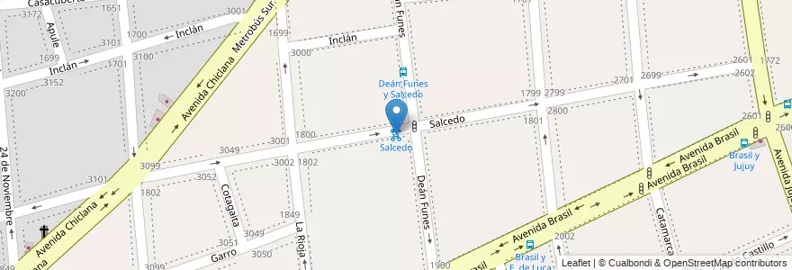 Mapa de ubicacion de Salcedo, Parque Patricios en Argentina, Ciudad Autónoma De Buenos Aires, Comuna 4, Buenos Aires.