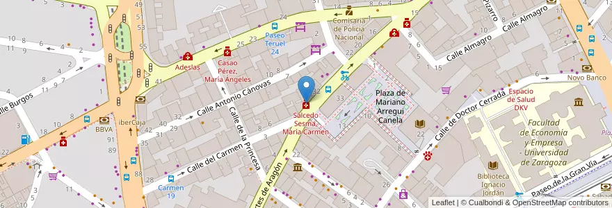 Mapa de ubicacion de Salcedo Sesma, María Carmen en 스페인, Aragón, 사라고사, Zaragoza, 사라고사.