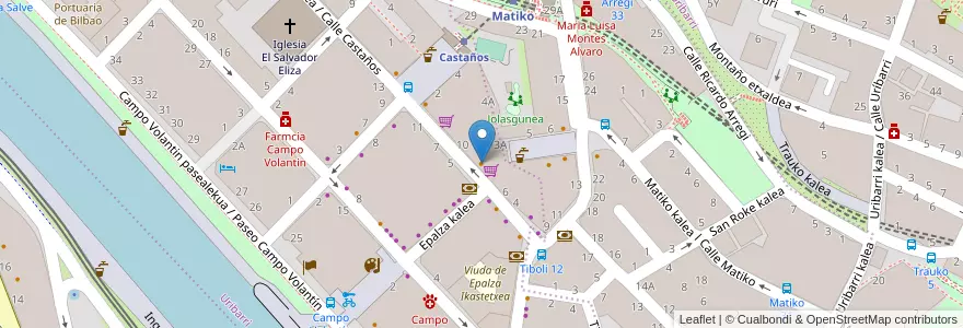 Mapa de ubicacion de Salcedo en España, Euskadi, Bizkaia, Bilboaldea, Bilbao.