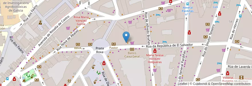 Mapa de ubicacion de Saleta Becerra Noal en Spanje, Galicië, A Coruña, Santiago, Santiago De Compostela.