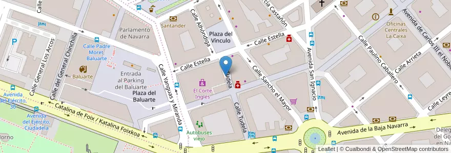 Mapa de ubicacion de Salida del Parking de El Corte Inglés en Espanha, Navarra, Navarra, Pamplona/Iruña.