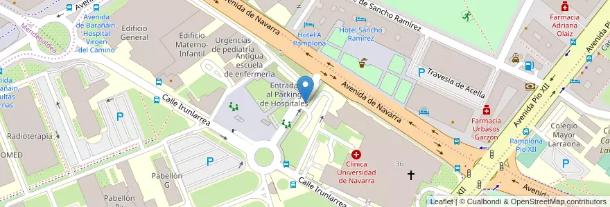 Mapa de ubicacion de Salida del Parking de Hospitales en Espanha, Navarra, Navarra, Pamplona/Iruña.