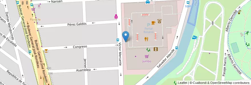 Mapa de ubicacion de Salida Mercante en 아르헨티나, Santa Fe, Departamento Rosario, Municipio De Rosario, 로사리오.