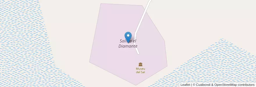 Mapa de ubicacion de Salina el Diamante en Arjantin, Şili, Mendoza, Distrito El Nihuil, Departamento San Rafael.