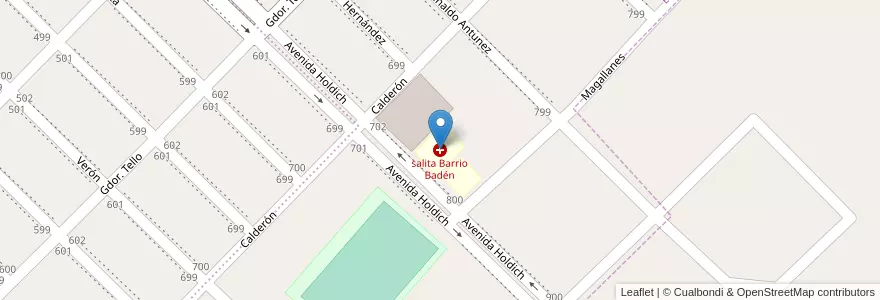Mapa de ubicacion de salita Barrio Badén en Аргентина, Чили, Чубут, Departamento Futaleufú, Esquel.