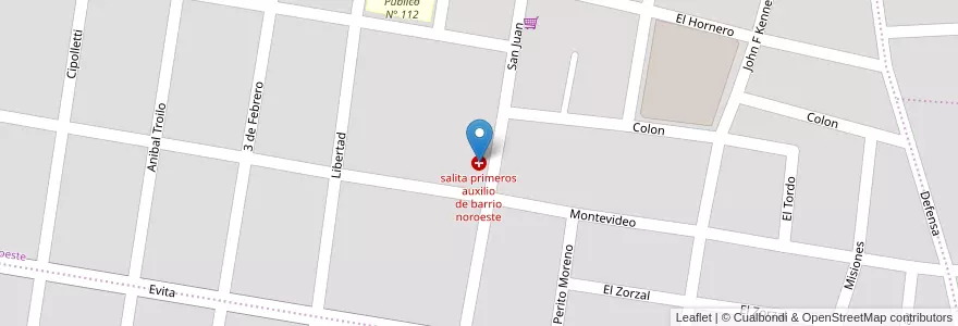 Mapa de ubicacion de salita primeros auxilio de barrio noroeste en 阿根廷, 内格罗河省, General Roca, Departamento General Roca, General Roca.