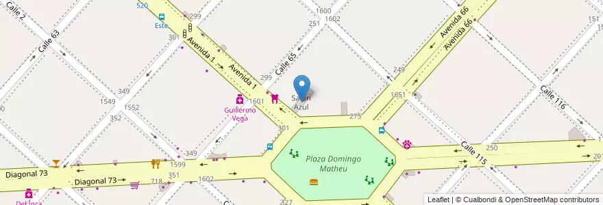Mapa de ubicacion de Salon Azul, Casco Urbano en آرژانتین, استان بوئنوس آیرس, Partido De La Plata, La Plata.