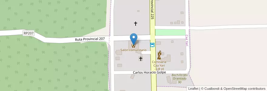 Mapa de ubicacion de Salón comunitario en アルゼンチン, ミシオネス州, Departamento Leandro N. Alem, Municipio De Caá Yarí, Caá Yarí.