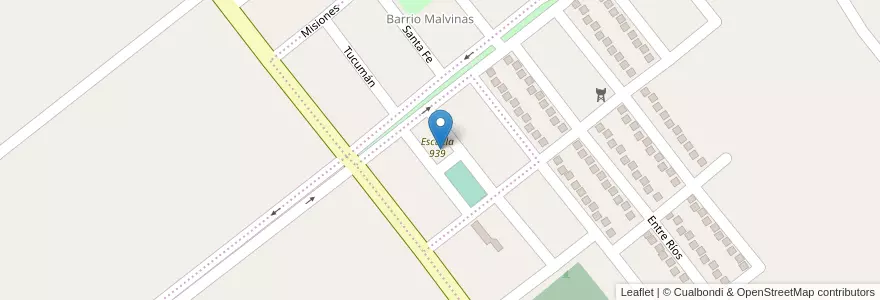 Mapa de ubicacion de Salón Comunitario Bº Malvinas en Arjantin, Misiones, Departamento San Javier, Municipio De San Javier.