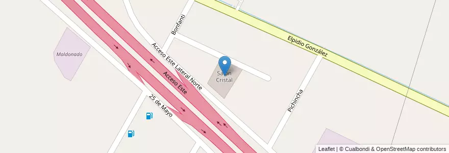 Mapa de ubicacion de Salon Cristal en 阿根廷, 智利, Mendoza, Departamento Guaymallén, Distrito Rodeo De La Cruz.
