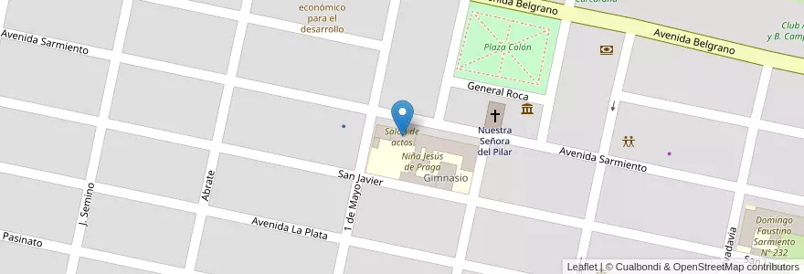 Mapa de ubicacion de Salón de actos en Argentine, Santa Fe, Departamento San Lorenzo, Municipio De Carcarañá, Carcarañá.