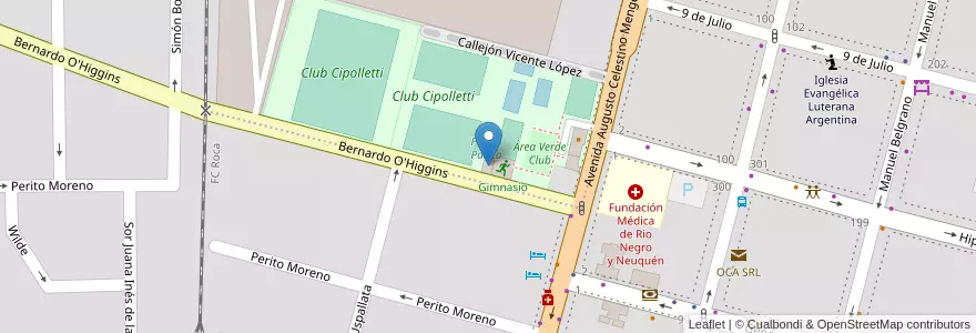 Mapa de ubicacion de Salón de Cancha en الأرجنتين, تشيلي, ريو نيغرو, Cipolletti, Departamento General Roca.