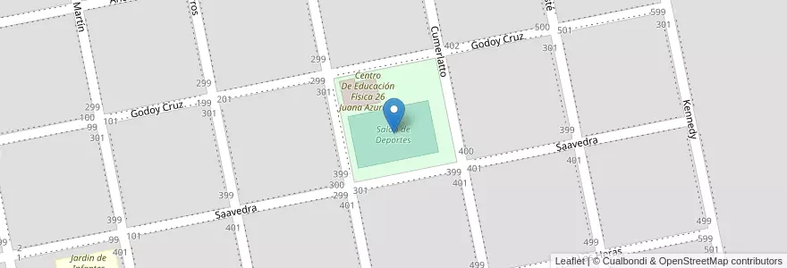Mapa de ubicacion de Salon de Deportes en Arjantin, Buenos Aires, Partido De Villarino, Médanos.