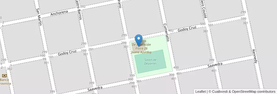 Mapa de ubicacion de Salon de Deportes en Argentina, Buenos Aires, Partido De Villarino, Médanos.