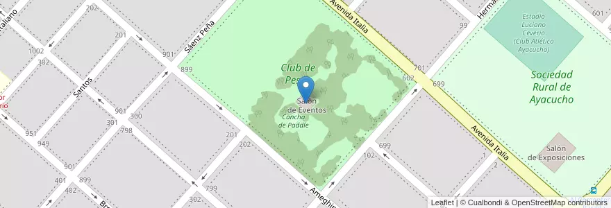 Mapa de ubicacion de Salón de Eventos en Arjantin, Buenos Aires, Partido De Ayacucho, Ayacucho.