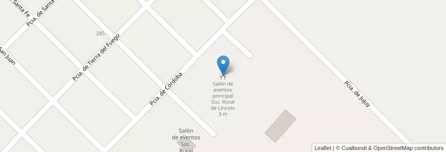 Mapa de ubicacion de Salón de eventos principal Soc. Rural de Lincoln en アルゼンチン, ブエノスアイレス州, Partido De Lincoln.