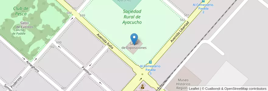 Mapa de ubicacion de Salón de Exposiciones en Аргентина, Буэнос-Айрес, Partido De Ayacucho, Ayacucho.