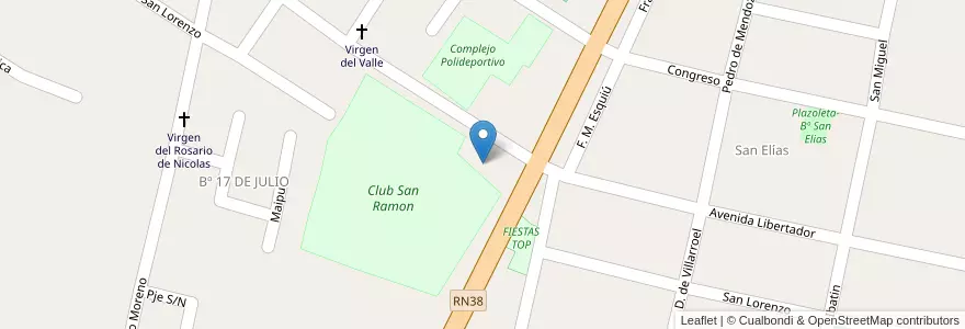Mapa de ubicacion de Salon de Fiesta en 아르헨티나, Tucumán, Departamento Monteros, Municipio De Villa Quinteros.