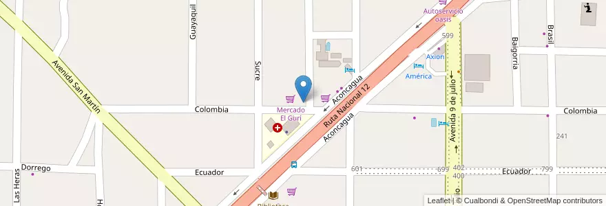 Mapa de ubicacion de Salón de Fiestas El Encuentro en Arjantin, Misiones, Departamento San Ignacio, Municipio De Jardín América.