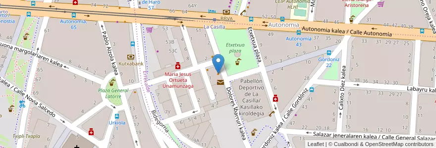 Mapa de ubicacion de Salón de Juego Cafetería Haltza en スペイン, バスク州, Bizkaia, Bilboaldea, ビルバオ.