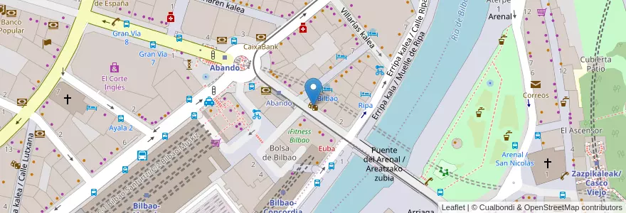 Mapa de ubicacion de Salon De Juego Navarra en İspanya, Bask Bölgesi, Bizkaia, Bilboaldea, Bilbao.