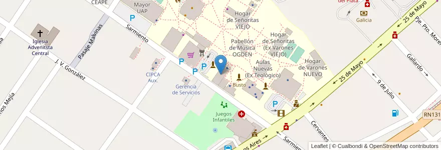 Mapa de ubicacion de Salón de los Pioneros en 아르헨티나, 엔트레리오스주, Departamento Diamante, Libertador San Martín, Distrito Palmar.