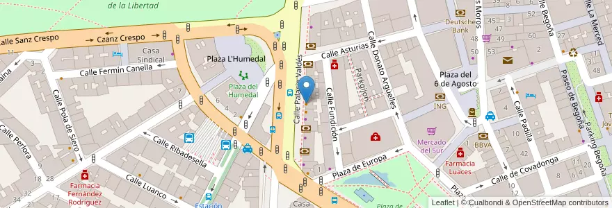 Mapa de ubicacion de Salón de té Danas en スペイン, アストゥリアス州, アストゥリアス州, Gijón/Xixón.