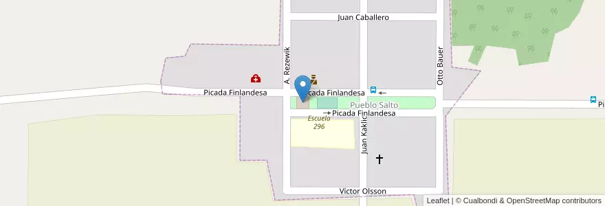 Mapa de ubicacion de Salón de Usos Múltiples de Salto en アルゼンチン, ミシオネス州, Departamento Oberá, Pueblo Salto.