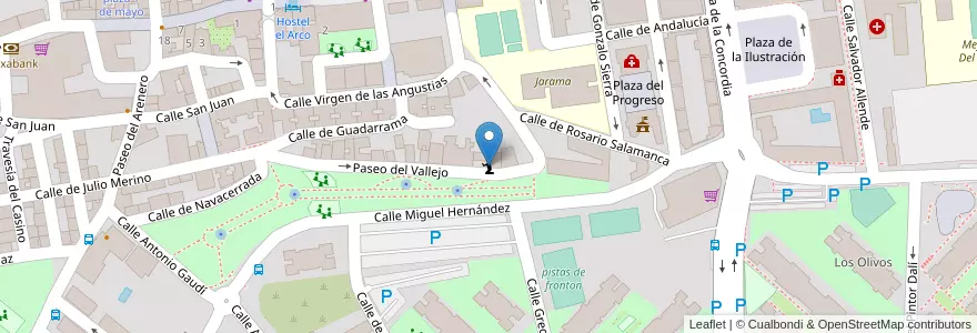 Mapa de ubicacion de Salon del Reino de los Testigos Cristianos de Jehová en Испания, Мадрид, Мадрид, Cuenca Del Henares, Mejorada Del Campo.