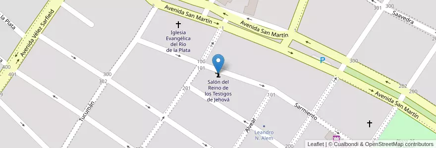Mapa de ubicacion de Salón del Reino de los Testigos de Jehová en アルゼンチン, ミシオネス州, Departamento Leandro N. Alem, Municipio De Leandro N. Alem, Leandro N. Alem.