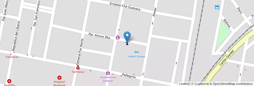 Mapa de ubicacion de Salón del reino de los testigos de Jehová en アルゼンチン, サンティアゴ・デル・エステロ州, Departamento Choya, Frías.