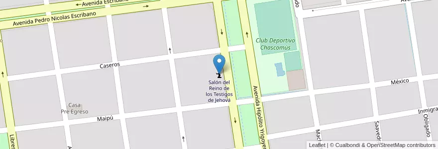 Mapa de ubicacion de Salón del Reino de los Testigos de Jehová en Argentina, Provincia Di Buenos Aires, Partido De Chascomús, Chascomús.