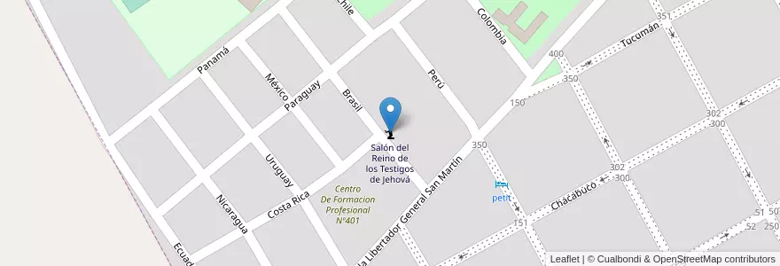 Mapa de ubicacion de Salón del Reino de los Testigos de Jehová en Argentina, Buenos Aires, Partido De Alberti.