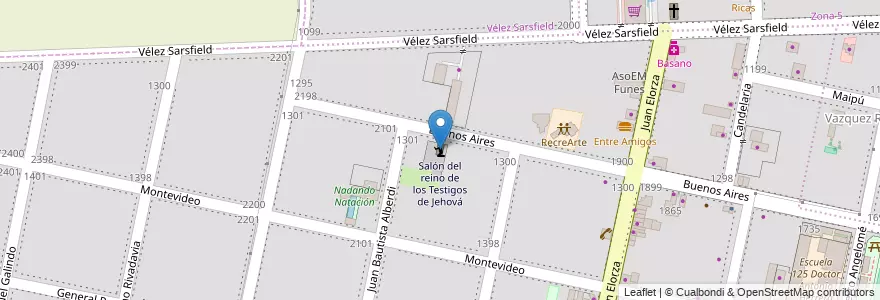 Mapa de ubicacion de Salón del reino de los Testigos de Jehová en Argentinien, Santa Fe, Departamento Rosario, Municipio De Funes, Funes.