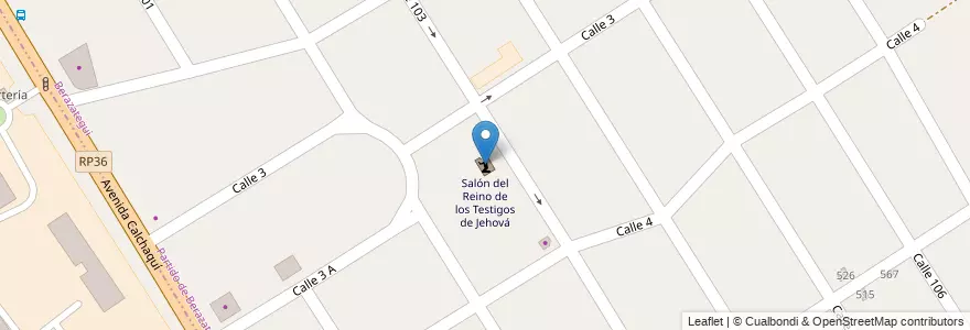 Mapa de ubicacion de Salón del Reino de los Testigos de Jehová en Argentine, Province De Buenos Aires, Partido De Florencio Varela, Partido De Berazategui, Berazategui.