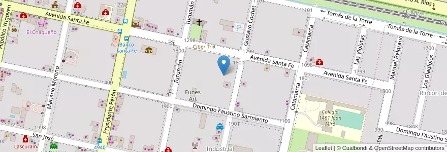 Mapa de ubicacion de Salón del Reino Testigo de Jehová en 아르헨티나, Santa Fe, Departamento Rosario, Municipio De Funes, Funes.