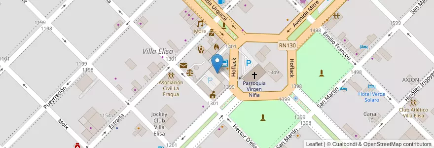 Mapa de ubicacion de Salón Heraldo Peragallo en Arjantin, Entre Ríos, Departamento Colón, Distrito Segundo, Villa Elisa, Villa Elisa.
