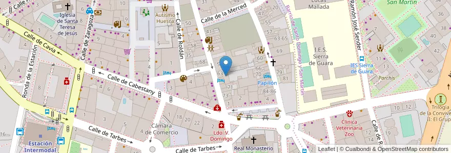 Mapa de ubicacion de Salón Jai-Alai en スペイン, アラゴン州, ウエスカ, Hoya De Huesca / Plana De Uesca, ウエスカ.