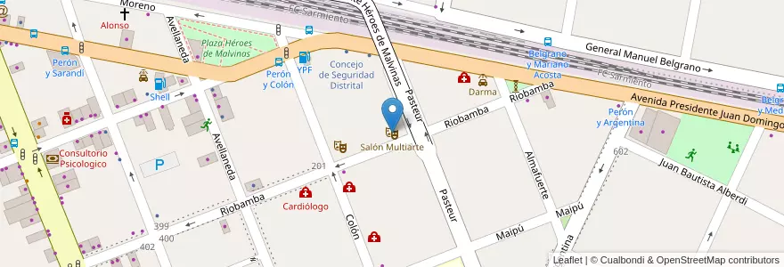 Mapa de ubicacion de Salón Multiarte en Argentine, Province De Buenos Aires, Partido De Merlo, Merlo.